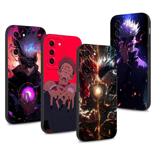 4 Stück Handyhülle für Samsung S21 FE(5G) Hülle 6.4'', Anime Motiv Gojo Satoru Itadori Yuji Manga Muster Schutzhülle Jungs Case Schutz der Linse Design Silikon TPU Stoßfest, Schwarz4 von LunarDrift