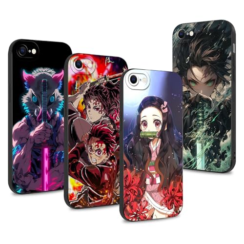4 Stück Handyhülle für Xiaomi Redmi Note 14 Hülle 6.67'', Anime Kamado Tanjirou Nezuko Inosuke Manga Muster Schutzhülle Jungs Case Schutz der Linse Design Silikon TPU Cover Stoßfest von LunarDrift