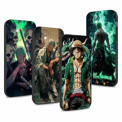 4 Stück Handyhülle für iPhone 12 Mini Hülle 5.4'' Anime Zoro Gear 5 Sun God Nika Cartoon-Figuren Manga Muster Design Case Kameraschutz Schutzhülle TPU Silikon Weich Ultra Dünn von LunarDrift