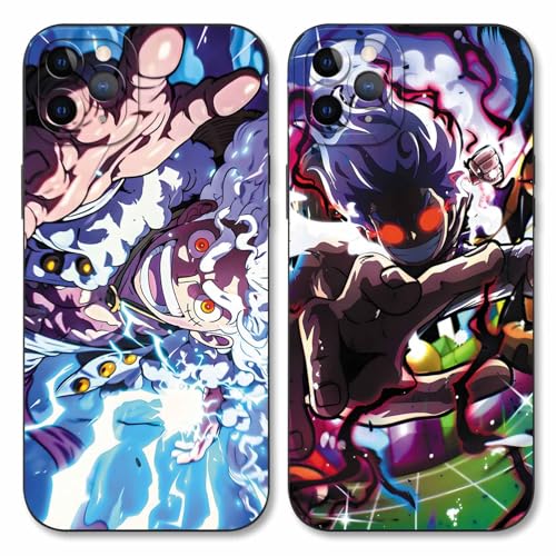 Handyhülle 2 Stück für Xiaomi Redmi Note 13 Pro 5G/Poco X6 5G Hülle 6.67'' Anime Gear 5 Luffy Nika Manga Muster Design Case Kameraschutz Schutzhülle Stoßfest Silikon Weich Ultra Dünn Cover - Schwarz von LunarDrift