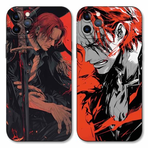 Handyhülle 2 Stück für iPhone 12 Hülle 6.1'' Anime Gear 5 Shanks Manga Mode Muster Design Case Kameraschutz Schutzhülle Stoßfest TPU Silikon Weich Ultra Dünn Cover - Schwarz von LunarDrift