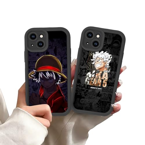Handyhülle 2 Stück für iPhone 13 Hülle 6.1'' Anime Gear 5 Nika Luffy Manga Mode Cartoon Muster Design Case Kameraschutz Schutzhülle Stoßfest TPU Silikon Weich Ultra Dünn Cover - Schwarz Handyhülle 2 Stück für iPhone 13 Hülle 6.1'' Anime Gear 5 Nika Luffy Manga Mode Cartoon Muster Design Case Kameraschutz Schutzhülle Stoßfest TPU Silikon Weich Ultra Dünn Cover - Schwarz von LunarDrift