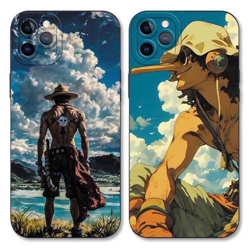 Handyhülle 2 Stück für iPhone 15 Hülle 6.1'' Anime Gear 5 Luffy Usopp Ace Manga Mode Muster Design Case Kameraschutz Schutzhülle Stoßfest TPU Silikon Weich Ultra Dünn Cover - Schwarz Handyhülle 2 Stück für iPhone 15 Hülle 6.1'' Anime Gear 5 Luffy Usopp Ace Manga Mode Muster Design Case Kameraschutz Schutzhülle Stoßfest TPU Silikon Weich Ultra Dünn Cover - Schwarz von LunarDrift
