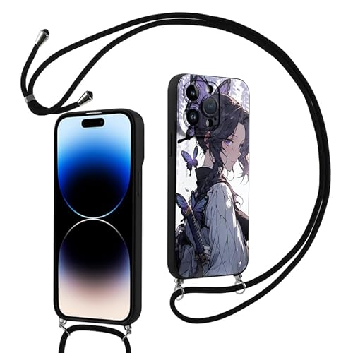 Lanyard Handyhülle für Apple iPhone 7/iPhone 8/iPhone SE 2/3 Hülle 4.7'', Handykette Anime Demon Slayer Kimetsu No Yaiba Kochou Shinobu Manga Junge mit Band zum Umhängen Kette Schutzhülle Case, 05 von LunarDrift