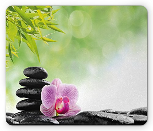 Lunarable East Mauspad, Basaltstein und Orchidee Blume mit Tau Harmony Therapeutisches Spa Thema Foto, Rechteckiges rutschfestes Gummi-Mauspad, Standardgröße, Schwarz Grün Lunarable East Mauspad, Basaltstein und Orchidee Blume mit Tau Harmony Therapeutisches Spa Thema Foto, Rechteckiges rutschfestes Gummi-Mauspad, Standardgröße, Schwarz Grün von Lunarable