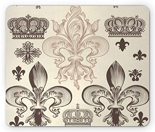 Lunarable Fleur de Lis Mauspad, heraldisches Muster Königliche Blume und Kronen Tiara Wappen Ritter, Rechteckiges rutschfestes Gummi-Mauspad, Standardgröße, Beige Taupe und Elfenbein Lunarable Fleur de Lis Mauspad, heraldisches Muster Königliche Blume und Kronen Tiara Wappen Ritter, Rechteckiges rutschfestes Gummi-Mauspad, Standardgröße, Beige Taupe und Elfenbein von Lunarable