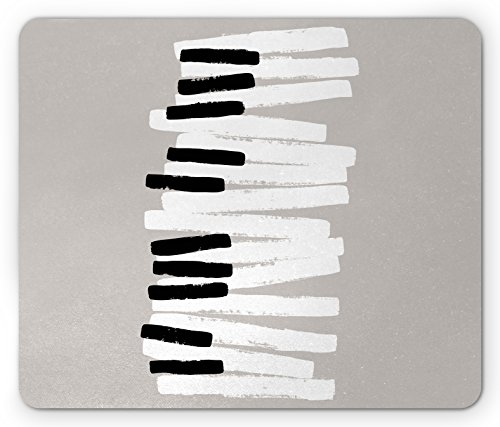Lunarable Klavier-Mauspad, Doodle-Stil, Tastaturmuster, abstraktes zeitgenössisches Design, klassische Musik, rechteckiges, rutschfestes Gummi-Mauspad, Standardgröße, grau-weiß Lunarable Klavier-Mauspad, Doodle-Stil, Tastaturmuster, abstraktes zeitgenössisches Design, klassische Musik, rechteckiges, rutschfestes Gummi-Mauspad, Standardgröße, grau-weiß von Lunarable