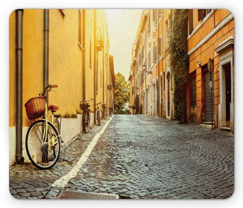 Lunarable Wanderlust Mauspad, Straße in Rom Italien Fahrrad Reise Flitterwochen Ziele, Rechteckiges rutschfestes Gummi-Mauspad, Standardgröße, Erdgelb Blau Grau Lunarable Wanderlust Mauspad, Straße in Rom Italien Fahrrad Reise Flitterwochen Ziele, Rechteckiges rutschfestes Gummi-Mauspad, Standardgröße, Erdgelb Blau Grau von Lunarable
