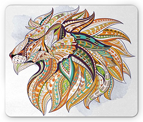 Lunarable Zodiac Leo Mauspad, bunt, Komposition von Löwenporträt, Kultur, Inspirationen, Astrologie, rechteckig, rutschfest, Gummi, Standardgröße, Orange / Violett Lunarable Zodiac Leo Mauspad, bunt, Komposition von Löwenporträt, Kultur, Inspirationen, Astrologie, rechteckig, rutschfest, Gummi, Standardgröße, Orange / Violett von Lunarable