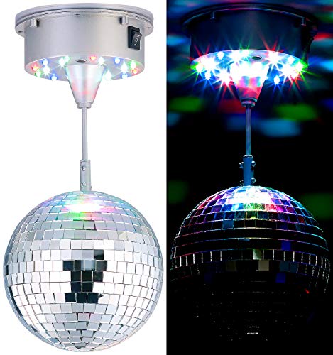 Lunartec Discokugel Batterie: Selbstdrehende Discokugel mit Sockel und 18 farbigen LEDs, Ø 15 cm (Discokugel batteriebetrieben, Dicokugel, LED Farbwechsler) von Lunartec