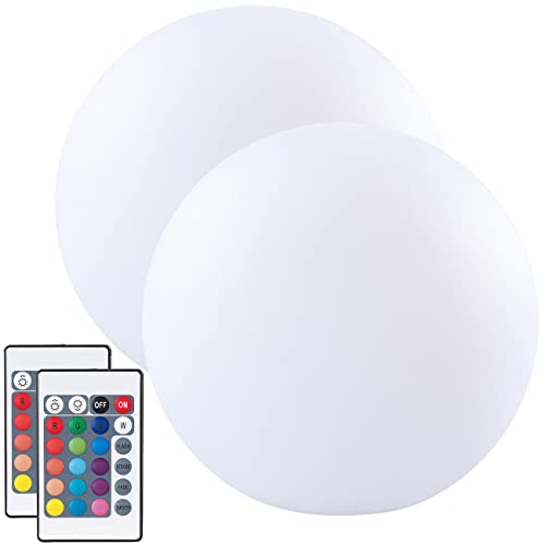 Lunartec Leuchtkugel Akku: 2er-Set Akku-Leuchtkugeln für innen und außen, Ø20 cm, IP54, RGBW-LED (LED-Dekokugeln, Dekoleuchte innen, Tischlampen) von Lunartec