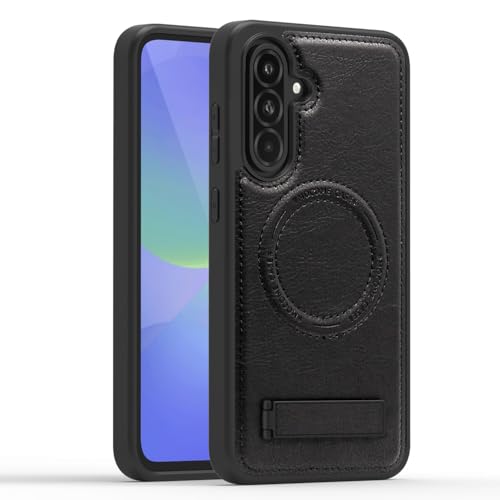 Lunivop Schutzhülle für Samsung Galaxy A36 5G hülle/Galaxy A56 hülle Leder, kompatibel mit Magsafe kabellosem, magnetischer Standfunktion, Funda para S A36 /A56 (6,7 Zoll), 5G 2025, robust, Schwarz von Lunivop