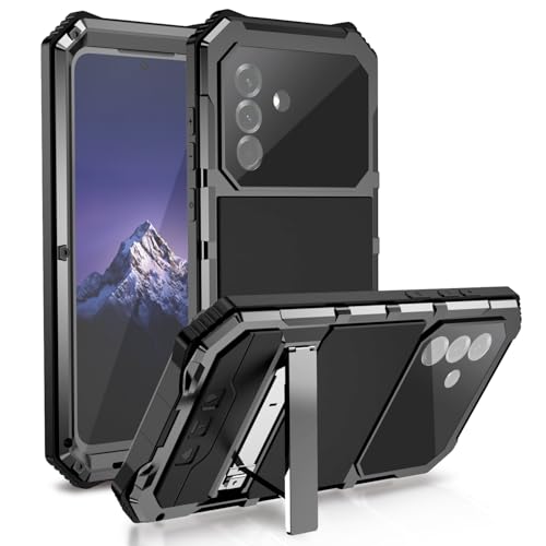 Lunivop Schutzhülle für Samsung Galaxy A56 5G hülle/Galaxy A36 5G hülle, Metall Schwerlast Panzer, [mit Fingerabdruck-ID] Eingebaute Displayschutz, Ständer Handyhülle Ganzkörper Robustes, Schwarz von Lunivop