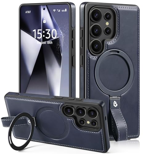 Lunivop Standing Grip Kompatibel mit Samsung Galaxy S25 Ultra Hülle 2025, Premium PU Leder, Ringhalter, Ständer, kompatibel mit Magsafe, magnetische Handyhüllen, für Damen und Herren, Blau Lunivop Standing Grip Kompatibel mit Samsung Galaxy S25 Ultra Hülle 2025, Premium PU Leder, Ringhalter, Ständer, kompatibel mit Magsafe, magnetische Handyhüllen, für Damen und Herren, Blau von Lunivop