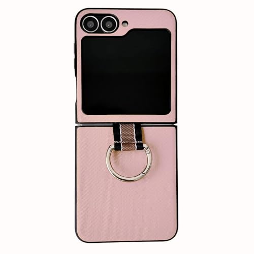 Schutzhülle mit Ring, kompatibel mit Samsung Galaxy Z Flip 6 G, luxuriös, ultradünn, Hartplastik, PU-Leder, stoßfest, modisch, Rosa Schutzhülle mit Ring, kompatibel mit Samsung Galaxy Z Flip 6 G, luxuriös, ultradünn, Hartplastik, PU-Leder, stoßfest, modisch, Rosa von Lunivop
