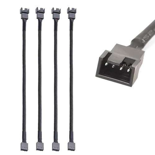 4 Pin PWM Lüfter Verlängerungs Kabel Steckergehäuse Geflochtenen Ärmeln Verlängerung Lüfterkabel Männlich zu Weiblich(4 Stück,26.5cm) von Lunpog