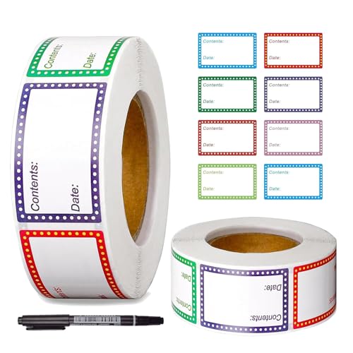 Gefrieretiketten Zum Beschriften 400 Stück 25 x 40 mm Abziehbare Gefrieretiketten für Lebensmittel, Gefrierschrank, Marmeladengläser, Beutel, Vorratsdosen von Lunpog