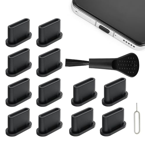 Lunpog 12 Stück USB C Staubschutz Stöpsel, SilikonhüLle USB 3.1 Typ C Port Für Meiste Typ-C Handy Tablet Zubehör(mit Pinsel und SIM Karte Nadel) von Lunpog