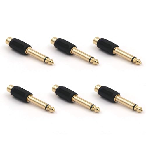 Lunpog Audio Adapter 6,35mm 6 Stück Klinke Stecker auf Cinch Buchse Adapter Kupplung Mono 6,35mm Klinke auf Chinch Adapter Vergoldete Lunpog Audio Adapter 6,35mm 6 Stück Klinke Stecker auf Cinch Buchse Adapter Kupplung Mono 6,35mm Klinke auf Chinch Adapter Vergoldete von Lunpog