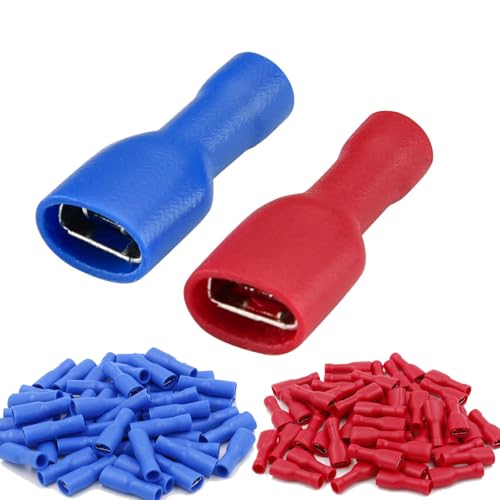 schnellkupplungsbuchse vinyl vollisoliert, 6.3 x 0.8mm Kabelschuh, Rot für 0.5-1.5mm² (22-16 AWG), Blau für 1.5-2.5mm² (16-14 AWG), 120Pack von Lunpog