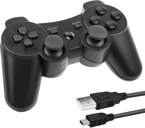 Lunriwis Controller für PS-3, PS3 Wireless Bluetooth Controller, mit 6-Achsen Dual Vibration Joystick mit Ladekabel, Wiederaufladbare Fernbedienung Joystick Lunriwis Controller für PS-3, PS3 Wireless Bluetooth Controller, mit 6-Achsen Dual Vibration Joystick mit Ladekabel, Wiederaufladbare Fernbedienung Joystick von Lunriwis