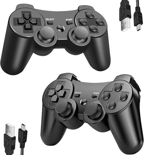 Lunriwis Wireless Controller für PS3, 2er Pack Wireless Controller für Play-Station 3 mit Dual Shock, Bluetooth Controller, Gyro Axis,Rechargable Remote Gamepad Joystick mit 2 Ladekabel Lunriwis Wireless Controller für PS3, 2er Pack Wireless Controller für Play-Station 3 mit Dual Shock, Bluetooth Controller, Gyro Axis,Rechargable Remote Gamepad Joystick mit 2 Ladekabel von Lunriwis
