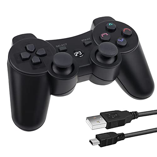 Lunriwis Wireless Controller für PS3, Wireless Controller Double Shock Gaming Controller 6-Achsen Bluetooth Gamepad Joystick mit kostenlosem Ladekabel für PS3 Controller von Lunriwis