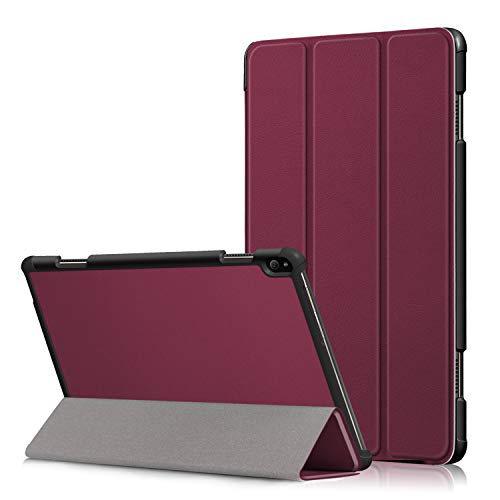 3-Falten Schleppcover Hülle - Passend für Lenovo Tab P10 - Bordeaux Rot von Lunso