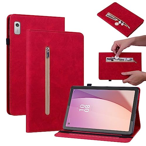 Lunso - Geeignet für Lenovo Tab M9 (9 Zoll) - Luxus Bookcase - Rot von Lunso