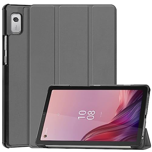 Lunso - Geeignet für Lenovo Tab M9 (9 Zoll) - Tri-Fold Bookcase Hülle - Grau von Lunso