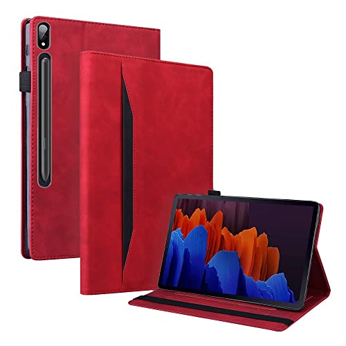 Lunso - Geeignet für Lenovo Tab P12 Pro - Luxus Bookcase Hülle - Rot von Lunso