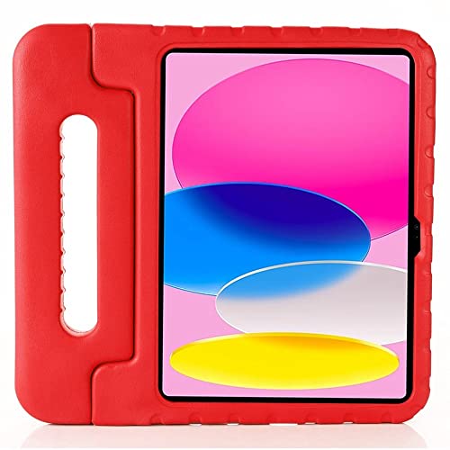 Lunso - Passend für iPad 10 (2022) - EVA Stoßfeste Kinderhülle mit Griff - Rot von Lunso