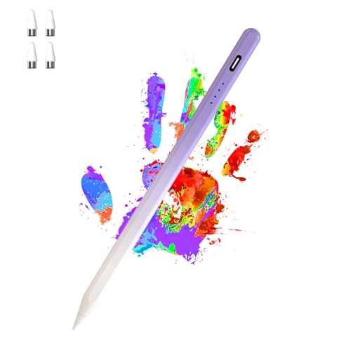 Luntak Acitve Tablet Stift,Touchscreen Stift Handy with 4 POM Tips Magnetic Stylus Pen für iPad/Pro/Air/Mini/iPhone/Samsung/Huawei/Lenovo/iOS/Android und Andere Smartphone Geräte - Lila von Luntak