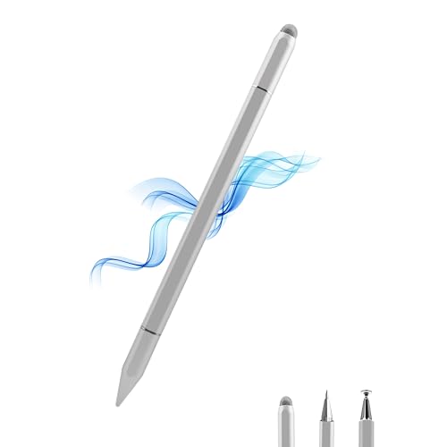 Luntak 3 in 1 iPad Pencil,Hohe Empfindlichkeit und Präzision Universal Stylus Pen Disc Touchscreen Stift für Smartphone/Tablets Inklusive iPhone,iPad,Samsung,Surface,Lenovo,Huawei,Xiaomi-Silber von Luntak