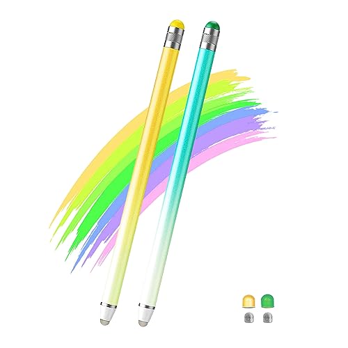 Luntak 2 in 1 Pad Stift 2 Packs Stift für Tablet mit 4 Zusätzlichen Spitzen Touchscreen-Stift Kapazitiver Eingabestift für iPad/Samsung Galaxy/Lenovo/Xiaomi/Android/iOS/Huawei und so weiter von Luntak