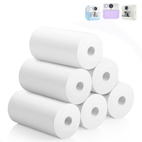 6 Rollen Druckpapier für Kinderkamera, Thermodruckpapierrolle (57X25mm), HD-Druckpapier-Set für die meisten Kinder-Sofortbildkameras, BPA-frei von Luoba