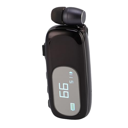 Einziehbares -Headset, auf Ohrhörer mit LCD -Display, V5.4 Wireless Kopfhörer für Telefonanruf -Vibrationswarnungswarnungswechsel 10 M Reichweite Wasserdichte (Elektroplattiert helles Schwarz) von Luocute