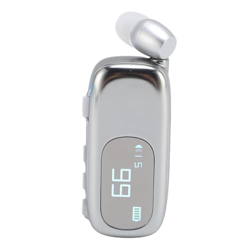 Einziehbares -Headset, auf Ohrhörer mit LCD -Display, V5.4 Wireless Kopfhörer für Telefonanruf -Vibrationswarnungswarnungswechsel 10 M Reichweite Wasserdichte (Elektroplattiertes helles Silber) von Luocute