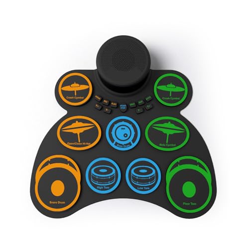 Elektronischer Drum Set, 2 Lautsprecher Roll -Up -Drum Pads 9 Pads Unterstützt Midi Verschiedene Audioverbindung Kopfhörerbuchse 18 Stunden Playtime Silicon Übungskissen Drum Elektronischer Drum Set, 2 Lautsprecher Roll -Up -Drum Pads 9 Pads Unterstützt Midi Verschiedene Audioverbindung Kopfhörerbuchse 18 Stunden Playtime Silicon Übungskissen Drum von Luocute