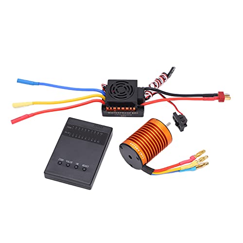 F540 Bürstenloser Motor Set für 1/10 RC -Auto, 4 Pole 12 -Slot -Design High Drehmoment Balanced Rotor, 4370 KV 60A ESC -Programmierkarte Set für Fernbedienungsautos Geeignet von Luocute