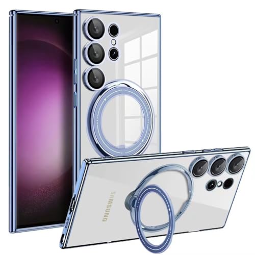 Luoiwei Stand for Samsung Galaxy S24 Ultra Case for MagSafe Magnetic, Transparent, für Samsung S24 Ultra Hülle für MagSafe mit Ständer, Shockproof Mobile Phone Case Thin Lens Protection Cover, Blue Luoiwei Stand for Samsung Galaxy S24 Ultra Case for MagSafe Magnetic, Transparent, für Samsung S24 Ultra Hülle für MagSafe mit Ständer, Shockproof Mobile Phone Case Thin Lens Protection Cover, Blue von Luoiwei