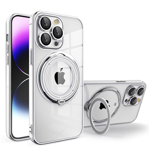 Luoiwei Stand for iPhone 11 Pro Case for MagSafe Magnetic, Transparent, für iPhone 11 Pro Hülle für MagSafe mit Ständer, Shockproof Mobile Phone Case Thin Lens Protection Cover, Silver Luoiwei Stand for iPhone 11 Pro Case for MagSafe Magnetic, Transparent, für iPhone 11 Pro Hülle für MagSafe mit Ständer, Shockproof Mobile Phone Case Thin Lens Protection Cover, Silver von Luoiwei
