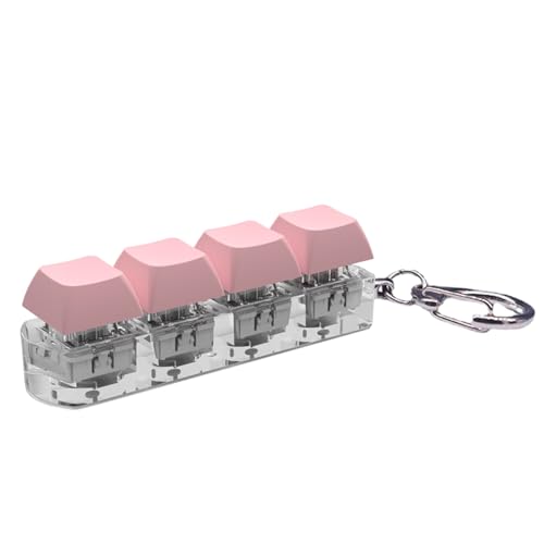 Luojuny Clicky Button Fidget Toy Kompakte Tastenkappe 4 Tasten mit Sound Licht Tragbare Stressabbau Mechanische Tastatur Klickende sensorische Schlüsselanhänger Anhänger für Rosa von Luojuny