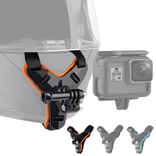 Lupholue Motorradhelm-Kinnriemenhalterung, Compatible with GoPro Hero 13 12 11 10 9 8 7, (2018), 6 5 4 3, Hero Black, Session, Xiaomi Yi, SJCAM (Orange) von Lupholue