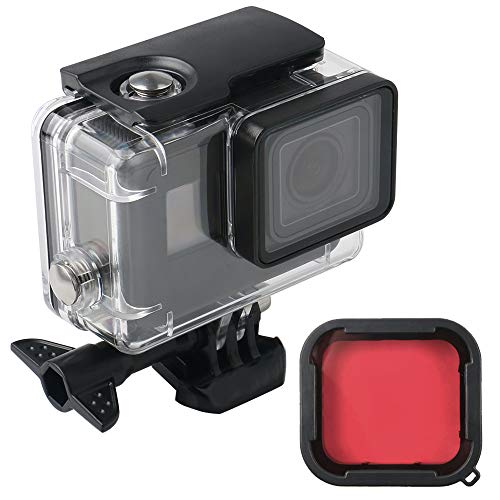 Lupholue Wasserdichter 60m transparenter Gehäuse-Unterwassergehäuse mit Rotfilter Compatible with GoPro Hero (2018), GoPro Hero 7 Black， GoPro Hero 6, Hero 6 Black, Hero 5, Hero 5 Black von Lupholue