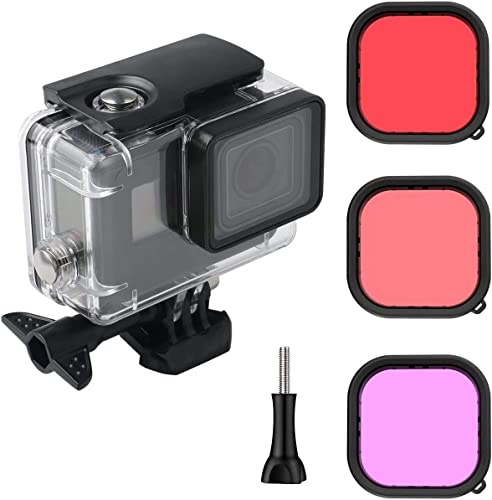 Lupholue Wasserdichtes 60 m transparentes Unterwassergehäuse mit rot-violett-rosa Filter for GoPro Hero (2018), GoPro Hero 7 Black, GoPro Hero 6/6 Black Hero 5/5 Black von Lupholue