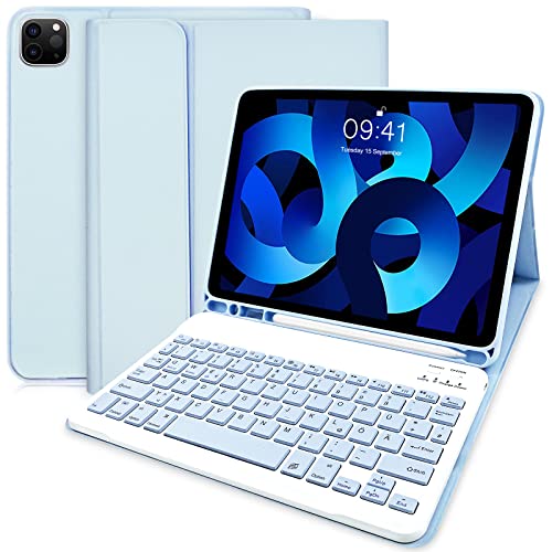 Lupxiu Tastatur Hülle für iPad Air 4 & Air 5, New iPad Pro 11 2022, QWERTZ Deutsche Bluetooth Kompatibel mit iPad Pro 11 & Air, Tragbarer Abnehmbare Tastatur von Lupxiu