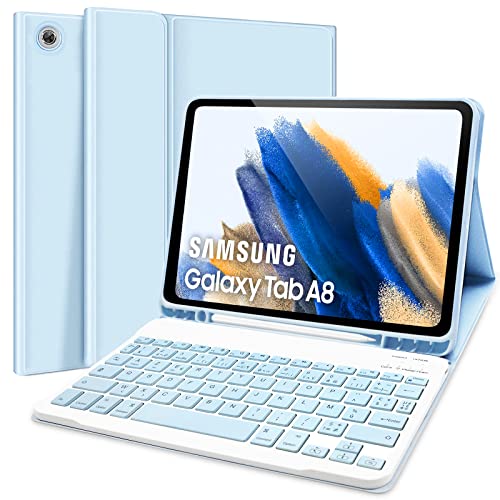 Lupxiu Tastaturschale für Samsung Galaxy Tab A8 10,5 Zoll 2022, Bluetooth -Tastatur Aery French für Galaxy Tab A8 x200/x205/x207 Abdeckung mit Stifthalter von Lupxiu