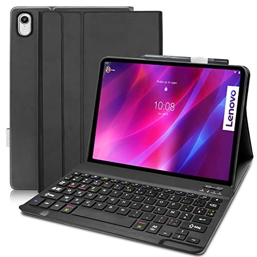 Tastatur-Schutzhülle für Lenovo Tab P11 Plus AZERTY Französisch TB-J606F/TB-J607F Tastatur-Schutzhülle, kabellos, Bluetooth, abnehmbar, mit Schutzhülle, Schwarz von Lupxiu