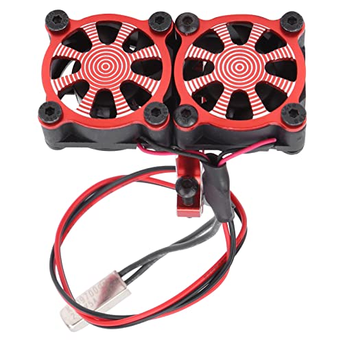 Aluminium Kühlkörper mit Twin Turbo, RC Elektromotor Lüfter, Motorlüfter Motorkühler Ersatz für 36mm TRX4 1/10 RC Auto Motor(Rot) von Luqeeg